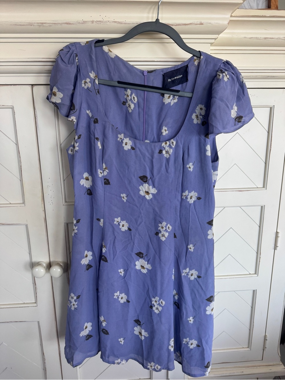 Reformation Lilac Floral Short-Sleeve Dress